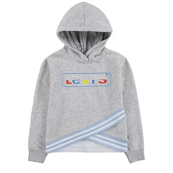 Girls 3T Levi's® Lightweight Fleece Crossover Hem Logo Hoodie-NWT - Picture 1 of 9